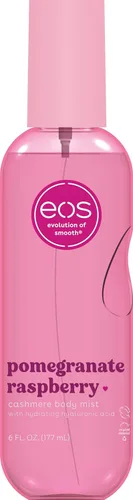 eos Spray corporal de cachemira, granada y frambuesa, spray corporal para mujeres, niebla para el cabello, afrutada, hidratante, ácido hialurónico,