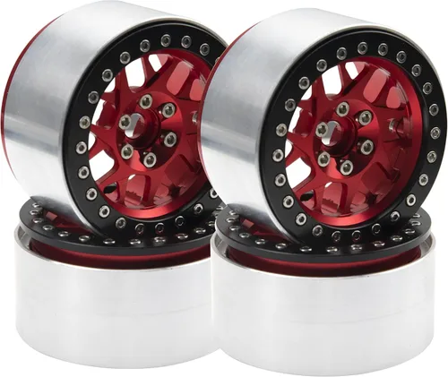 Miniatura 8 de Paquete de 4 llantas HIRCQOO Metal Beadlock de 2.2 pulgadas, 12 bujes hexagonales compatibles con Axial SCX10 90046 SCX10-III Redcat Gen7 D90