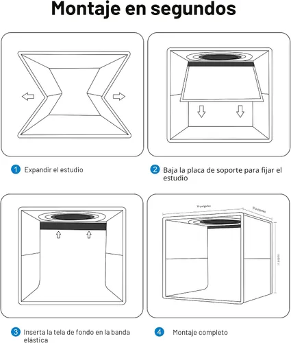 Miniatura 5 de Caja de luz de estudio fotográfico mini de Puluz, kit de tienda de fotos portátil, carpa plegable para fotografía con CRI >95, 104 luces LED y 6
