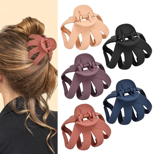 Miniatura 9 de Lolalet Pinzas para el cabello de pulpo, paquete de 5 pinzas antideslizantes para el cabello mediano para cabello largo y grueso, rizado, accesorios