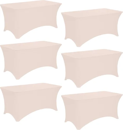Miniatura 29 de Paquete de 2 manteles rectangulares de elastano de 6 pies, lavables, resistentes a las arrugas, para mesas plegables, bodas, fiestas, cumpleaños