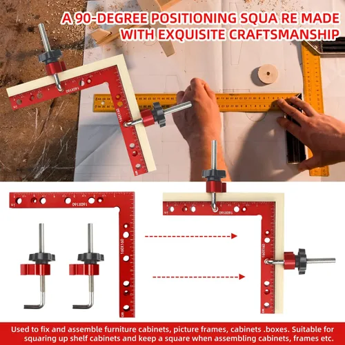 Miniatura 5 de Cuadrados de sujeción para carpintería, 6.3" x 6.3" cuadrados de posicionamiento de 90 grados, abrazaderas de esquina de ángulo recto