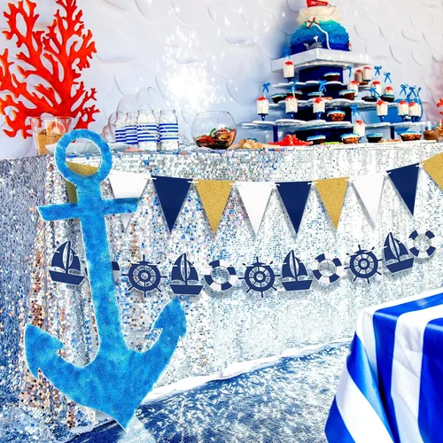 Miniatura 3 de 5 piezas de decoración náutica de fiesta de cumpleaños Let's Get Nauti, decoración de fiesta de crucero, guirnalda de ancla, despedida de soltera