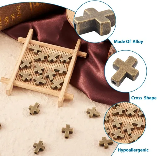 Miniatura 4 de Craftdady - Cuentas pequeñas de cruz de metal