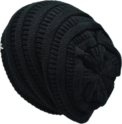 Miniatura 54 de C.C Winter Oversized Beanie Hat with Fuzzy Lining – Thick Knit Thermal Beanie for Cold Weather, Soft Warm Fleece Lined Cap
