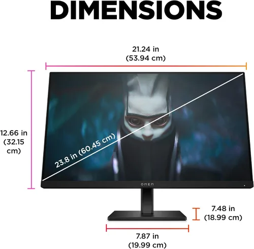 Miniatura 6 de HP OMEN - Monitor para juegos FHD de 23.8 pulgadas, 165 Hz, pantalla FHD (1920 x 1080), panel IPS, 99% sRGB, 90% DCI-P3, 16:9, tecnología AMD