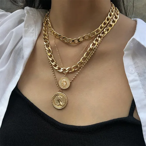 Miniatura 87 de Long tiantian Collares en capas para mujer, joyería occidental para mujer, collar de moneda apilable, collar de país, moderno, bohemio, verano