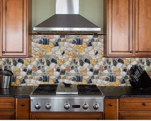 Miniatura 2 de Yancorp Papel tapiz de ladrillo marrón de 10 pies para despegar y pegar, papel de contacto de ladrillo autoadhesivo para chimenea, cocina Amarillo