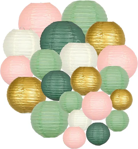 Miniatura 14 de Faroles de papel decorativos, linternas colgantes redondas, suministros de fiesta para graduación, despedida de soltera, género, neutro, baby