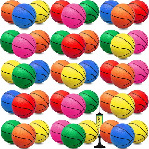 Miniatura 13 de Oleitodh Juego de 40 mini pelotas de baloncesto inflables de 6 pulgadas, juego de baloncesto pequeño de PVC para juegos de aro de puerta, regalos