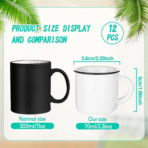 Miniatura 3 de Uiifan 12 piezas de tazas de café de cerámica blancas vintage en volumen Espresso tazas mini de té para el hogar y viajes con asa Tazas DIY para té