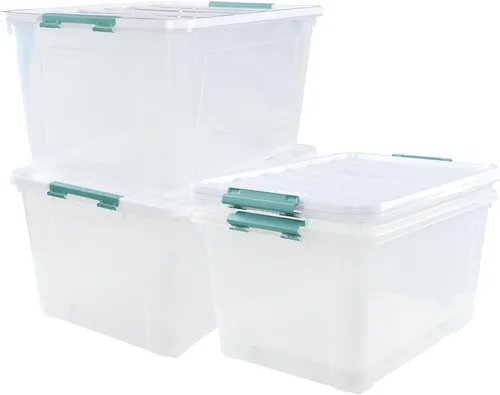 Miniatura 8 de Caja de plástico de 14 cuartos de galón con asas, contenedores de almacenamiento transparentes, juego de 6