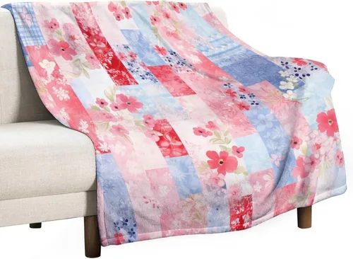 Miniatura 17 de Manta de verano con parches bohemios, vintage, bohemia, acogedora manta de franela para sofá, cama para niños y adultos, 30 x 40 pulgadas, manta