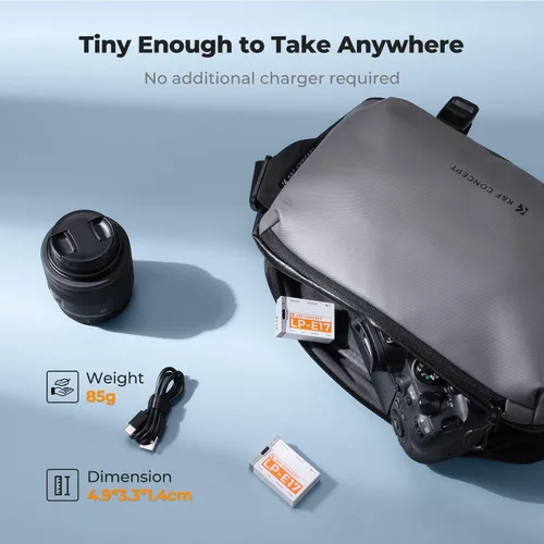 Miniatura 8 de K&F CONCEPT Paquete de 2 baterías LP-E17, USB-C R50 compatibles con Canon EOS R100 R50 RP R8 R10, Powershot V1, Rebel T8i T7i T6i T6s SL2 SL3 EOS