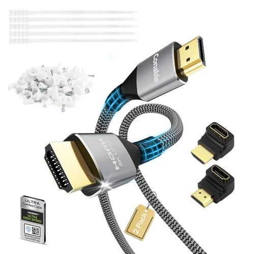 Miniatura 7 de Cable HDMI 2.1 8K de 2 pies, cable HDMI de alta velocidad con certificado real de 48 Gbps, cable trenzado, soporta 10K 8K @60Hz 4K @120Hz, eARC, HDR