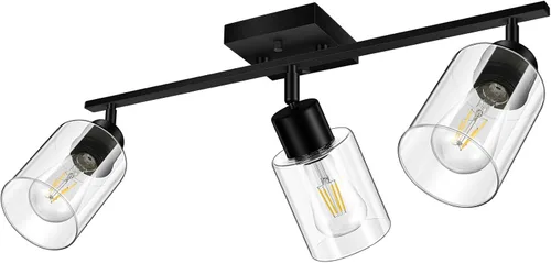 Miniatura 10 de Accesorios de iluminación de riel de techo para cocina, luces de pared negras de 2 luces, iluminación LED moderna con pantalla de vidrio, cabezal