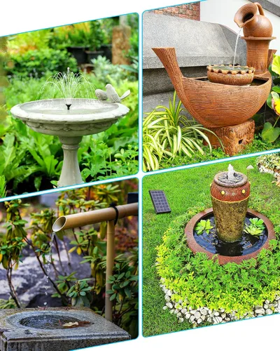 Miniatura 6 de Biling Fuente solar para baño de pájaros, kit de panel solar, bomba de agua solar para exteriores con tubo de 4 pies para baño de colibríes