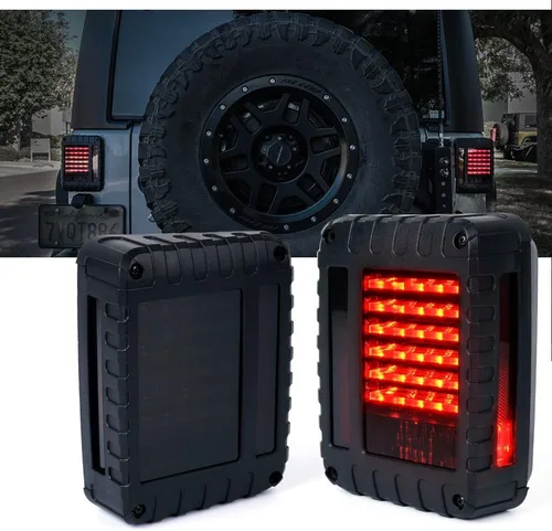 Xprite Luces traseras LED con señal de giro de freno trasero y función de iluminación inversa, luces traseras de lente ahumada compatibles con Jeep