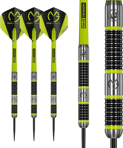 Miniatura 6 de WINMAU Michael Van Gerwen MvG Aspire - Juego de dardos con punta de acero de tungsteno con vuelos de prisma y ejes de nailon (tallos)