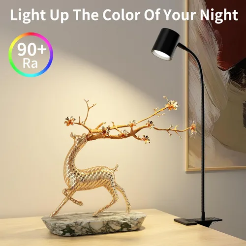 Miniatura 7 de Lámpara de escritorio Dott Arts, luz con clip USB, luces de libro para leer por la noche, 3 modos de color, 10 niveles de brillo, luz de lectura LED