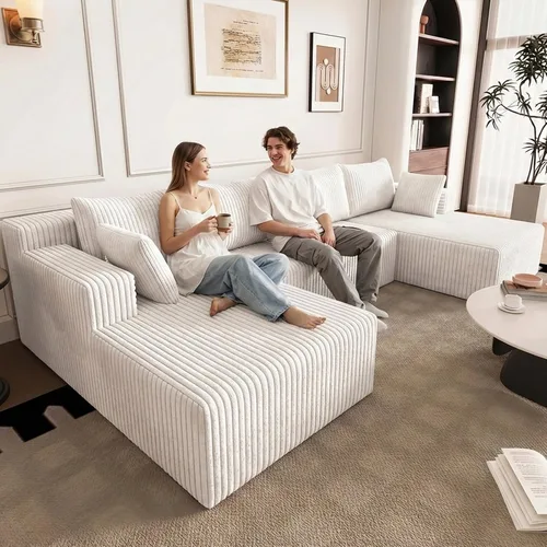 Miniatura 24 de Sofá seccional Cloud de 96 pulgadas, sofá deshuesado para sala de estar, sofá modular con asiento profundo, sofá de pana cómodo y esponjoso con Negro