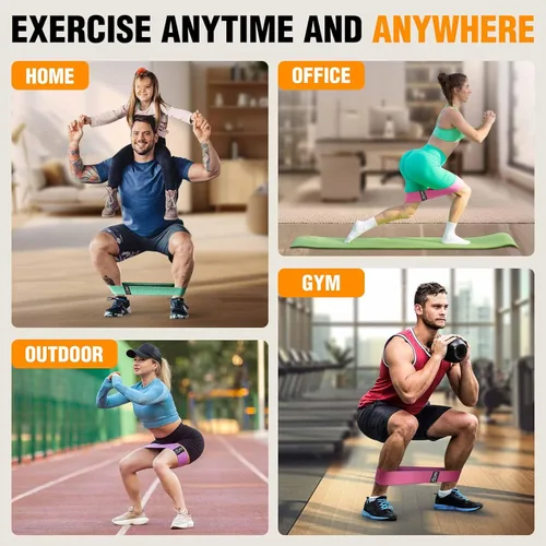 Miniatura 8 de Bandas de resistencia de tela para entrenar - Bandas de ejercicio para mujeres y hombres, bandas de trasero para piernas y glúteos, yoga, pilates