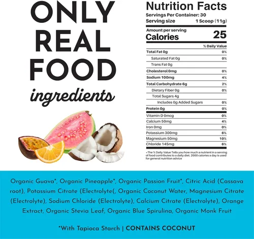 Miniatura 2 de JUST INGREDIENTS Blue Hawaiian - Mezcla de bebida de electrolitos 30 porciones Agua de coco orgánica, espirulina y electrolitos de 5 claves