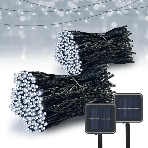 Miniatura 8 de Vimorg Guirnalda de luces solares para exteriores, paquete de 2 luces solares de Navidad de 79 pies, 200 LED, impermeables, con 8 modos