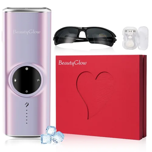 BeautyGlow Dispositivo de depilación láser para mujeres, removedor de pelo IPL en casa con tecnología de enfriamiento de hielo para cara y cuerpo,