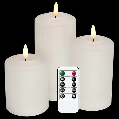 Miniatura 8 de GenSwin Velas LED parpadeantes sin llama de 4 x 6.5 pulgadas, funcionan con pilas con temporizador de 6 horas, velas votivas de cera real cálida