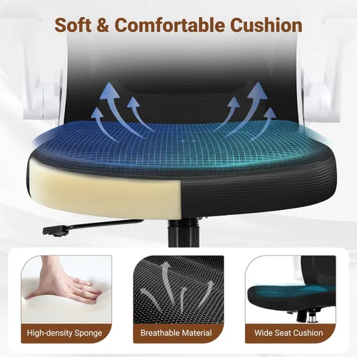 Miniatura 5 de BESTFAIR Silla de oficina ergonómica, sillas de malla para computadora con soporte lumbar, silla de escritorio giratoria con brazos abatibles