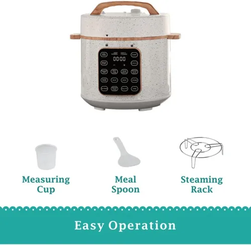 Miniatura 4 de P.W Linen Speckle - Olla a presión de 6 cuartos de galón con pantalla de control táctil, cocina multifunción programable