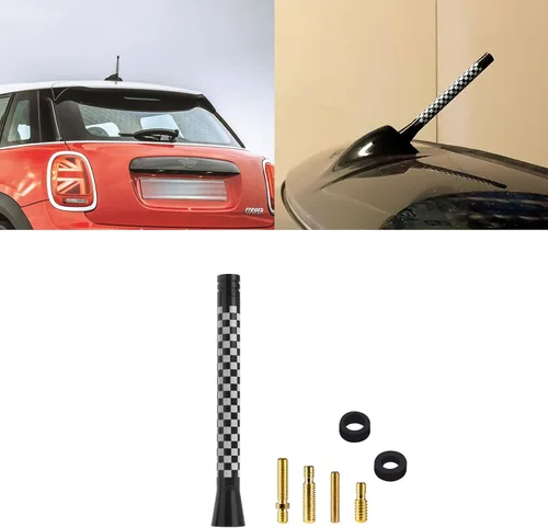 Miniatura 14 de x xotic tech Antena corta para automóvil con bandera de Union Jack compatible con Mini Cooper todos los modelos de 3 pulgadas (negro/gris)