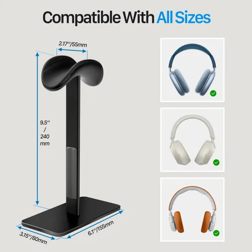 Miniatura 7 de Soporte para AirPods Max con modo de suspensión, soporte para auriculares de escritorio, aluminio, base antideslizante, protección ABS, superficie