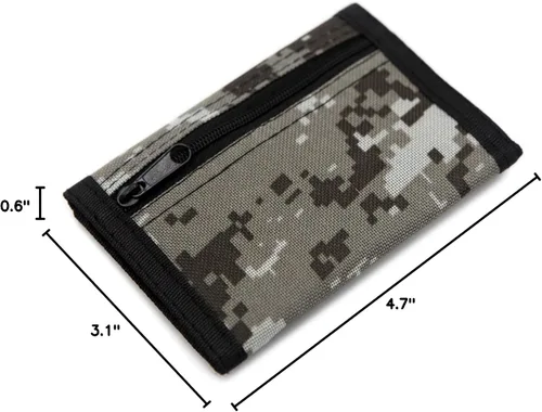 Miniatura 7 de Cartera de bloqueo de RFID (identificación de frecuencia de radio) de tres partes de lona, para deportes al aire libre, para niños. Cartera