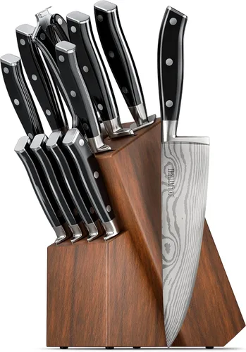 Miniatura 13 de Yatoshi Knives Juego de Bloques de Cuchillos de Cocina Magnéticos - Cuchillos Japoneses de Acero VG-10 de Alto Grado de 67 Capas, Afilados, Mango
