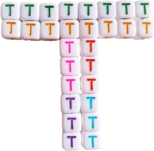 Miniatura 24 de Xeahung 200 cuentas de letras acrílicas cuadradas multicolor para hacer joyas, llaveros de bricolaje, collares, pulseras, decoraciones