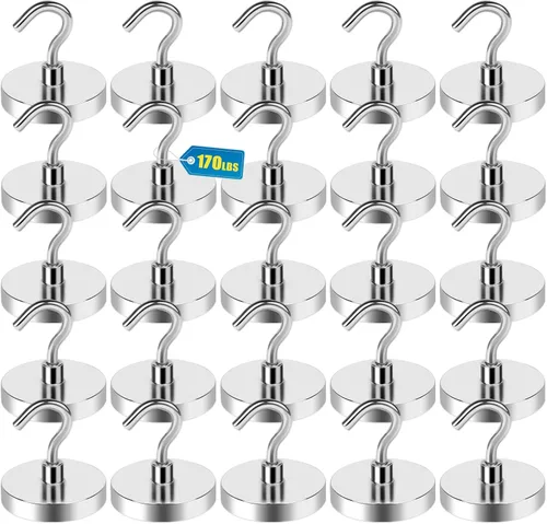 Miniatura 22 de LOVIMAG - Ganchos magnéticos, imanes de 30 libras con ganchos para crucero, ganchos magnéticos negros para colgar, refrigerador, aula, nevera