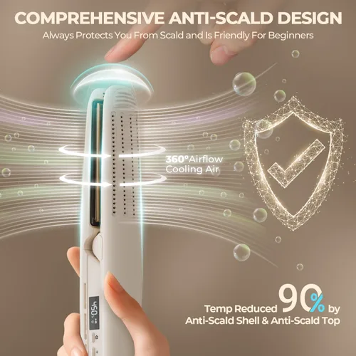 Miniatura 5 de MiroPure Plancha de pelo de plancha plana, alisador y rizador 2 en 1, moldeador de flujo de aire de 360° con aire frío para rizos, cerámica