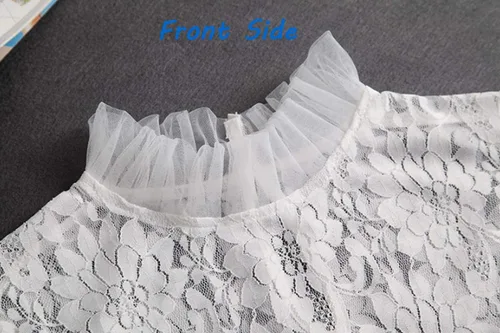 Miniatura 5 de YAKEF Mujeres Niñas Lotus Leaf Stand Collar falso desmontable media camisa blusa cuello de algodón