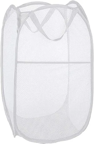 Miniatura 30 de BATTOO Cesta de lavandería emergente de malla fuerte de lujo con bolsillo lateral, plegable para cuarto de lavandería, baño, habitación de niños