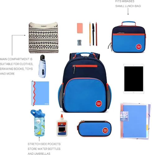 Miniatura 6 de mibasies Mochila para niñas y niños, ideal para niños y niñas, mochila para preescolar jardín de infantes y primaria, Azul oscuro, Niños-12L US