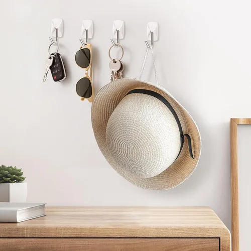 Miniatura 3 de Ganchos de pared utilitarios para colgar, paquete de 10 ganchos grandes, ganchos de pared para colgar sin daños con tiras adhesivas, ganchos
