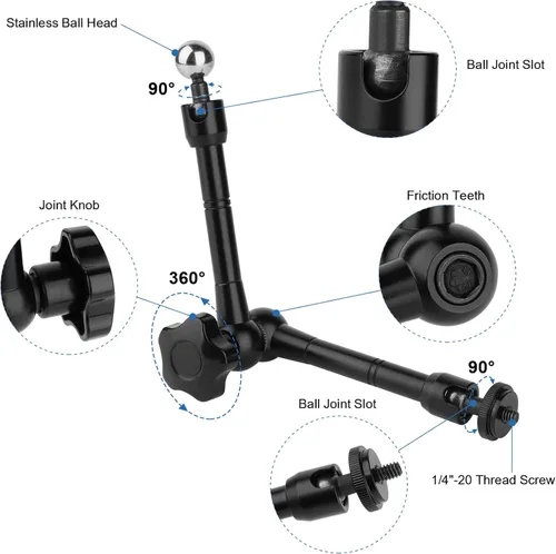 Miniatura 5 de Mippko Soporte de teléfono de montaje en pared para coche/escritorio/barco/escritorio/vehículos, soporte de aleación de aluminio ajustable de 360°