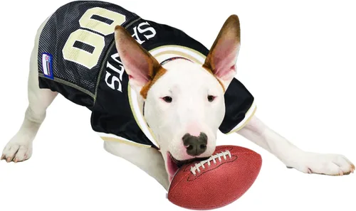 Miniatura 6 de Camiseta para perro de los New Orleans Saints, de la NFL, talla: L, el mejor atuendo de camiseta de fútbol americano para perros o gatos, con Santos