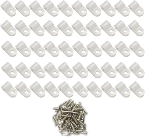 Miniatura 17 de Abrazadera para cable tipo R, abrazadera de cable de 1/2 pulgada, clips de sujeción de cable de montaje de tornillo de nailon con tornillos