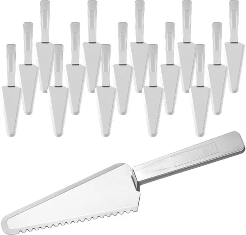 Miniatura 13 de Suclain 50 piezas de cortador de pasteles desechables negros a granel de 9.1 pulgadas, servidor de plástico para tartas, espátula, cuchillos, tarta