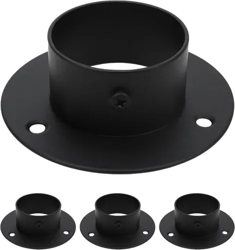 Antrader Soporte de Barra de Armario de Acero Inoxidable de Alta Resistencia, 4 Piezas Soporte de Brida de Barra de Armario Soporte de Brida de Negro