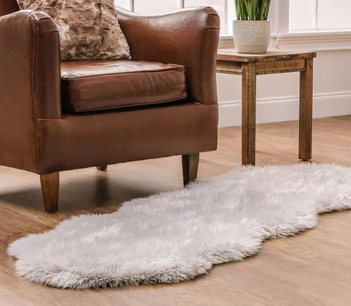 Miniatura 2 de Chanasya Alfombra de piel sintética súper suave de piel de oveja sintética para sofá, taburete, tocador, silla, lujosa alfombra mullida para sala