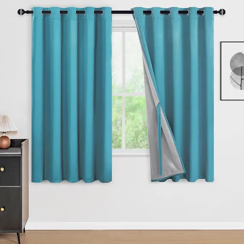 Miniatura 84 de DWCN Cortinas 100% opacas de 84 pulgadas de largo para dormitorio con forro negro, paneles de cortina de ventana de doble capa con aislamiento Azul